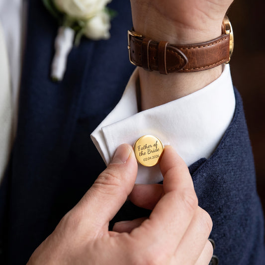 Personalized Cufflinks for Men Father of the Bride Cufflinks Custom Engraved Stainless Steel Cuff Links Initial Name Date or Text Wedding Gift for Dad Husband Groom Groomsmen Grandpa